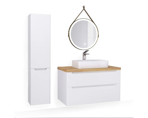 Тумба под раковину Jorno Wood 100 wood.01.100/P/W подвесная Белая