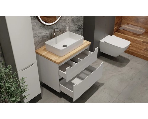 Тумба под раковину Jorno Wood 100 wood.01.100/P/W подвесная Белая