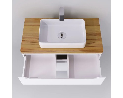 Тумба под раковину Jorno Wood 100 wood.01.100/P/W подвесная Белая