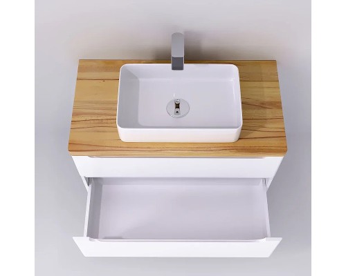 Тумба под раковину Jorno Wood 100 wood.01.100/P/W подвесная Белая
