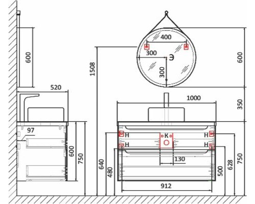 Тумба под раковину Jorno Wood 100 wood.01.100/P/W подвесная Белая