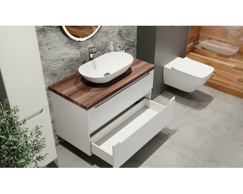 Тумба под раковину Jorno Wood 100 wood.01.100/P/W подвесная Белая