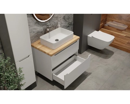 Тумба под раковину Jorno Wood 100 wood.01.100/P/W подвесная Белая