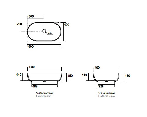 Раковина-чаша Kerasan Nolita 60 534331 Черная матовая