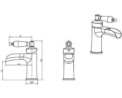 Смеситель для раковины Boheme Vogue 211-BSW Золото