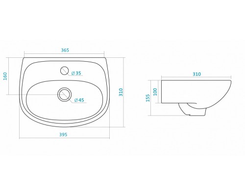 Полукруглая раковина Santek Анимо 40 1WH110490