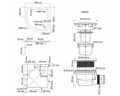 Душевой поддон WasserKRAFT 26T00