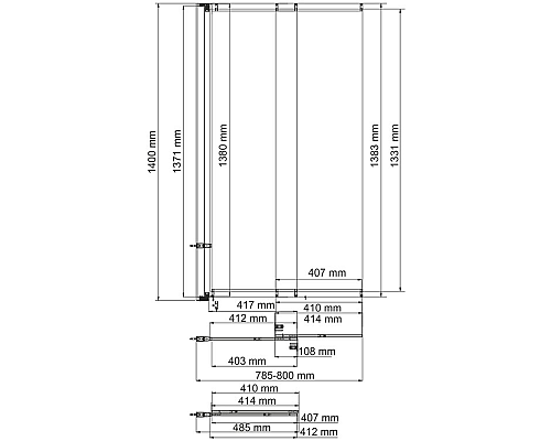 Шторка на ванну WasserKRAFT Dill 80 61S02-80 профиль Черный стекло прозрачное