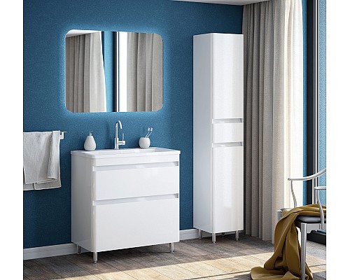 Шкаф-пенал напольный Corozo Алабама 35 Z1 , корзина, белый