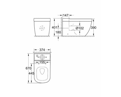 Унитаз напольный Grohe универсальный выпуск 3933800H