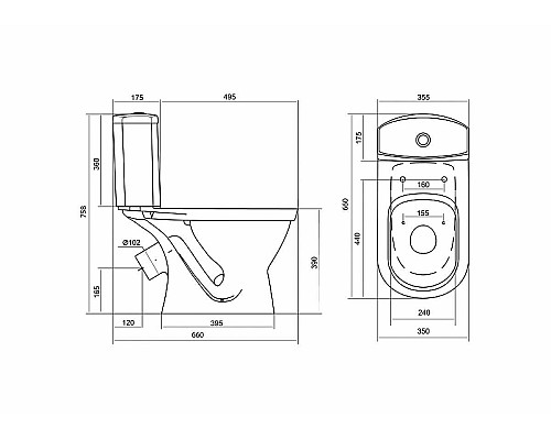 Унитаз компакт Santek Алькор 1WH302140 с бачком и сиденьем