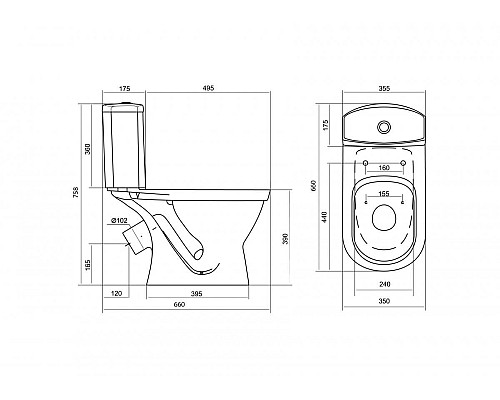 Унитаз компакт Santek Алькор 1WH302140 с бачком и сиденьем