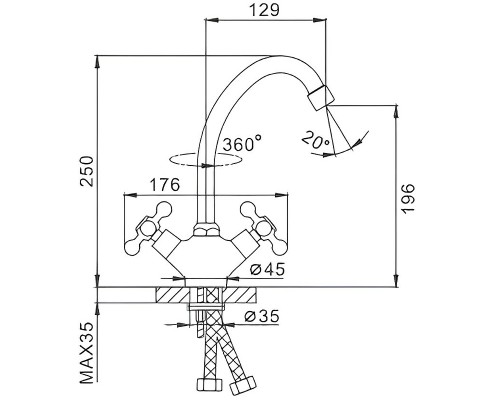 Смеситель для кухни Frap F4119 Хром