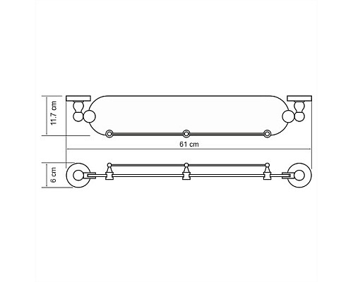 Стеклянная полка WasserKRAFT Regen K-6944 Хром