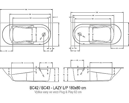Акриловая ванна Riho Lazy 180х80 R B082001005 (BC4200500000000)