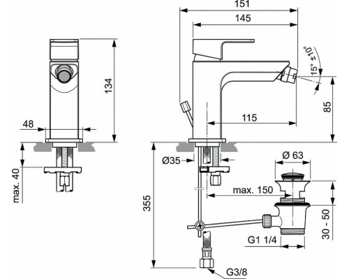 Смеситель для биде Ideal Standard Edge A7118AA Хром