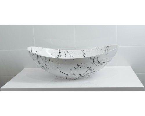 Раковина накладная Stella Polar Орион, белый мрамор