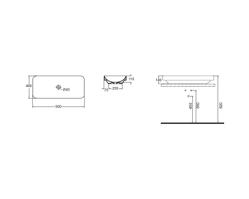 Раковина-чаша Azzurra Elegance Soft 90 ELLG090400S0BI/(ESO90 bi)*0 Белая