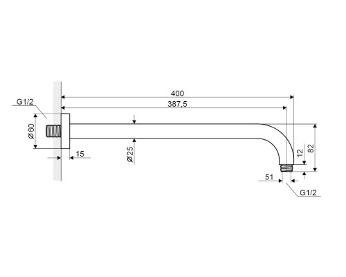 Кронштейн для верхнего душа Excellent Actima AREX.3140CR хром