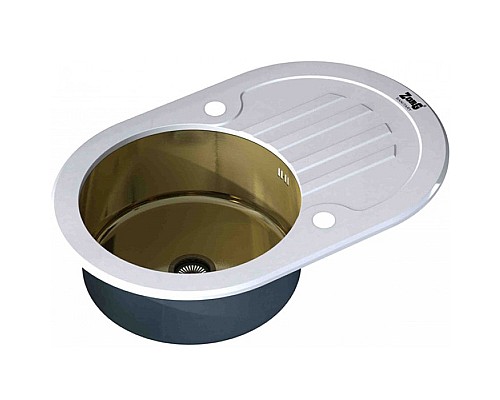 Кухонная мойка ZorG Glass GL-7851-OV-WHITE-BRONZE Белый / Бронза