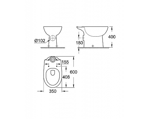 Унитаз Grohe Bau Ceramic 39428000 без бачка и сиденья