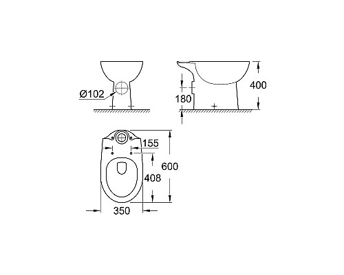 Унитаз Grohe Bau Ceramic 39428000 без бачка и сиденья