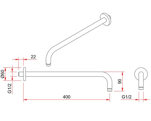 Кронштейн для верхнего душа Berges Ventas R Black 074010 Черный матовый
