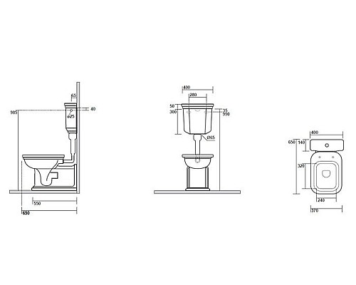 Подвесной бачок для унитаза Kerasan Waldorf 418301 низкий