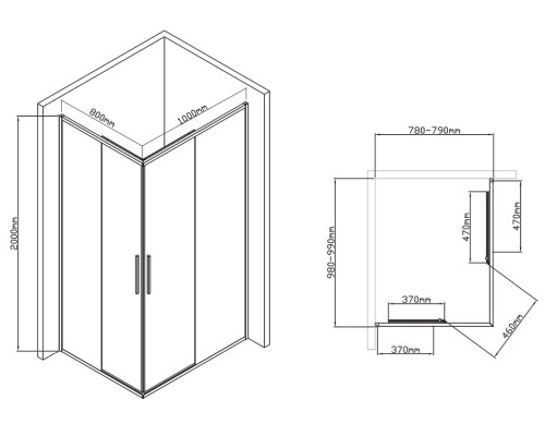 Душевой уголок Vincea Slim-U 100x80 Черный матовый