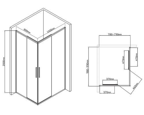 Душевой уголок Vincea Slim-U 100x80 Черный матовый