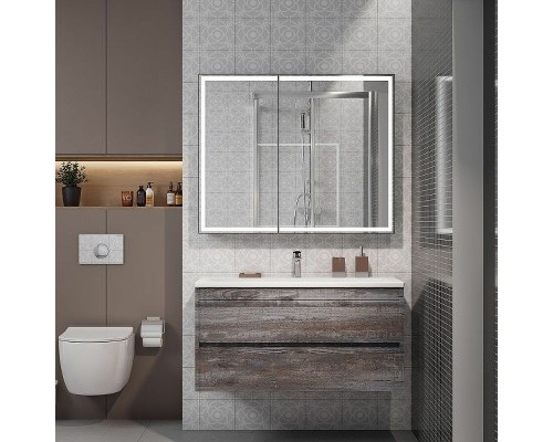 Зеркальный шкаф Art&Max Techno AM-Tec-1000-800-2D-F-Nero с подсветкой с бесконтактным выключателем Черный