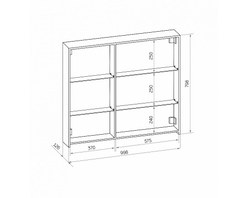 Зеркальный шкаф Art&Max Techno AM-Tec-1000-800-2D-F-Nero с подсветкой с бесконтактным выключателем Черный