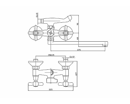 Смеситель для ванны Haiba HB2225 универсальный Хром