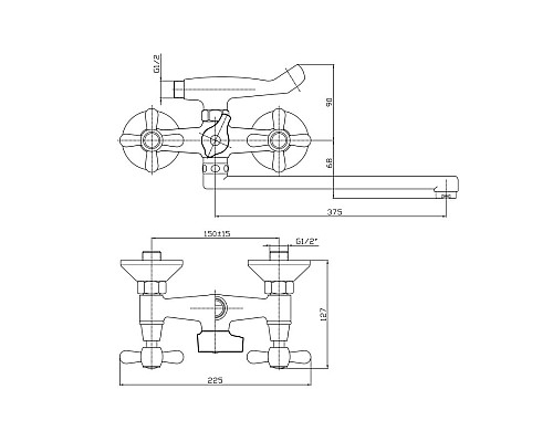 Смеситель для ванны Haiba HB2225 универсальный Хром