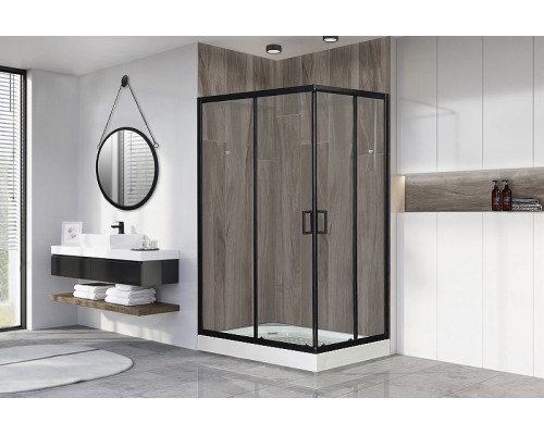 Душевой уголок Royal Bath HP 120х80 RB8120HP-T-BL-L профиль Черный стекло прозрачное