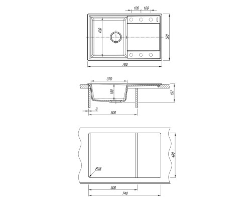 Кухонная мойка Lemark Imandra 760 9910025 Антрацит