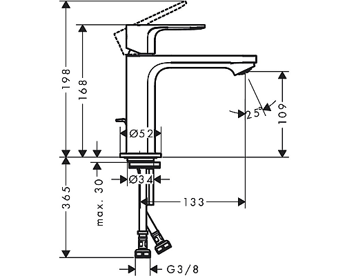 Смеситель для раковины Hansgrohe Rebris S 72517670 Черный матовый