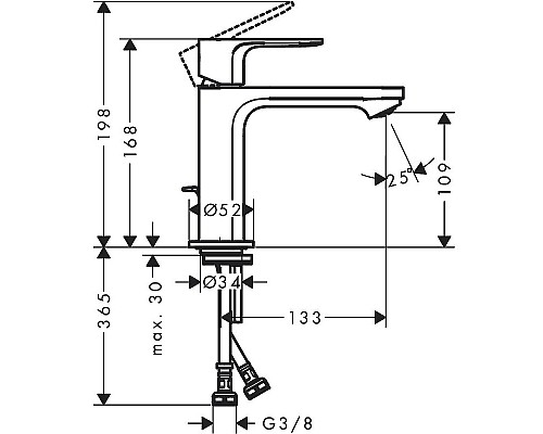 Смеситель для раковины Hansgrohe Rebris S 72517670 Черный матовый