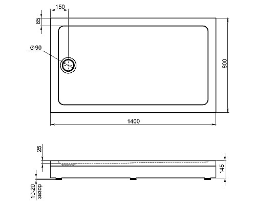 Акриловый поддон для душа Bas Олимпик 140х80 ПН00060 Белый