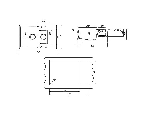 Кухонная мойка Florentina Липси-780К 20.250.D0780.107 Песочная