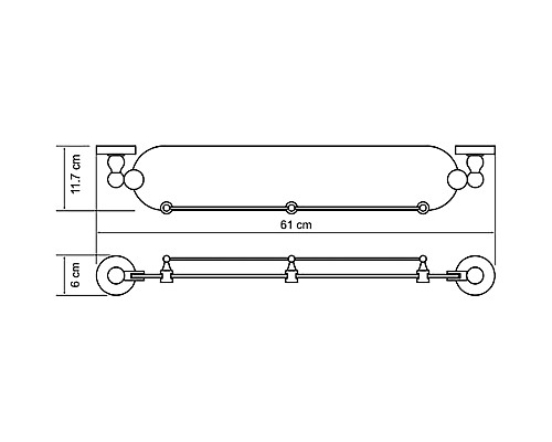 Стеклянная полка WasserKRAFT Aland K-8544 Хром