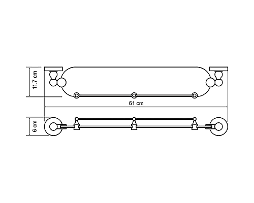 Стеклянная полка WasserKRAFT Aland K-8544 Хром