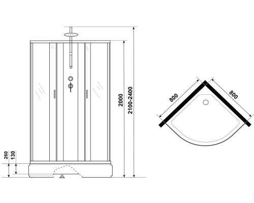 Душевая кабина Niagara Classic 80х80 NG-6703-14BKT без гидромассажа