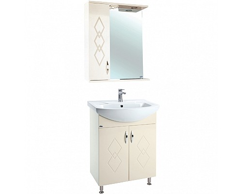 Зеркало со шкафом Bellezza Элеганс 50 L 4618606522077 с подсветкой Бежевое