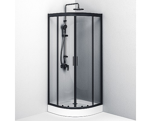 Душевой уголок AM.PM Gem 80х80 W90G-401-080BT профиль Черный матовый стекло прозрачное