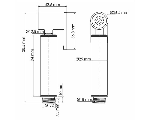 Гигиенический душ WasserKRAFT A232 Белый матовый