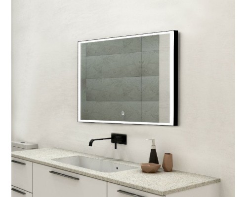 Зеркало Art&Max Arezzo AM-Are-1000-800-DS-FC-H-Nero с подсветкой с сенсорным выключателем Черное
