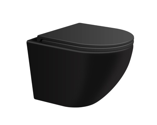 Унитаз подвесной безободковый SinteSi EVI черный матовый с сиденьем микролифт