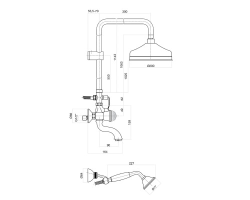 Душевая система Fiore XT Sky Swarovski® 17ZZ0615 бронза
