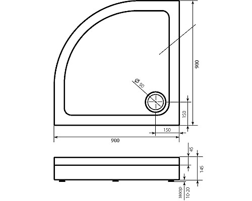 Акриловый поддон для душа Bas Раунд 90х90 ПН00067 Белый
